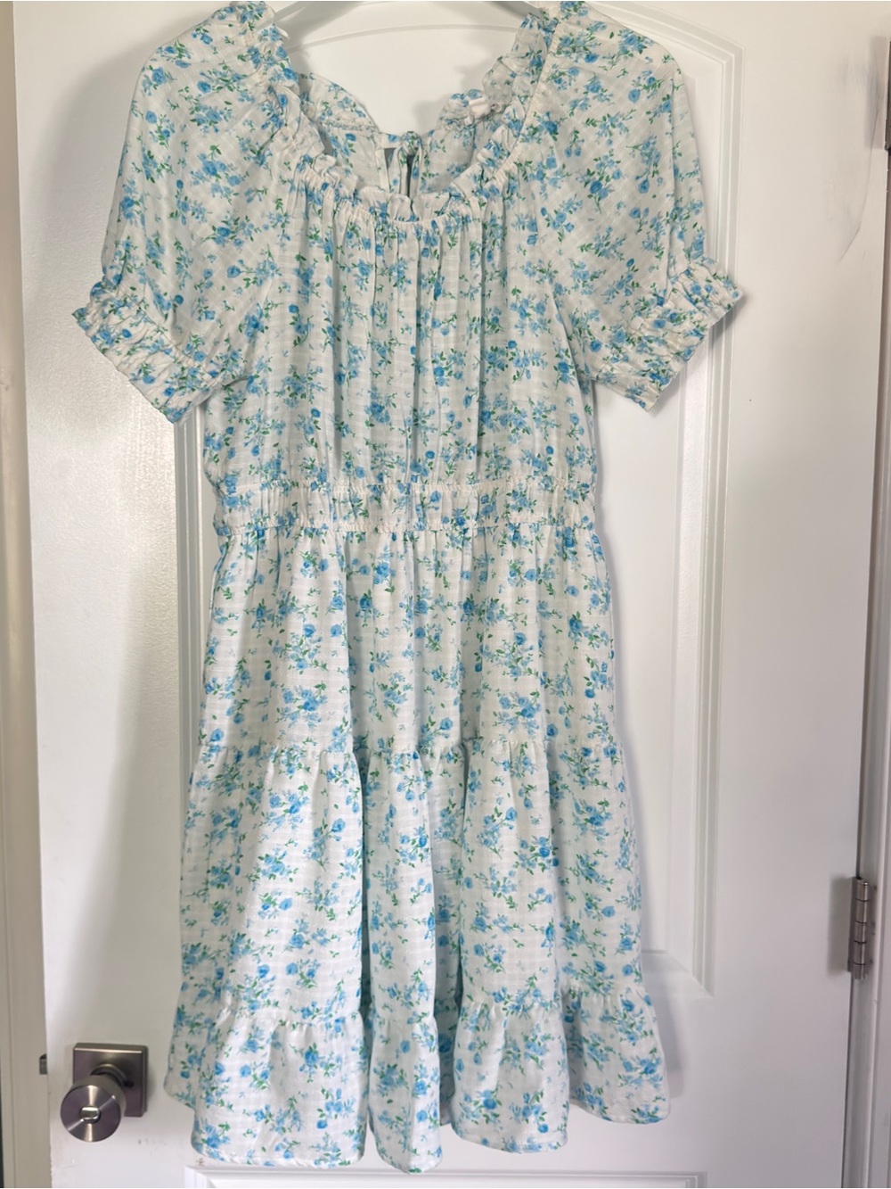 Blu Pepper Blue Floral Tiered Mini Dress Size Large Cottagecore